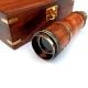 Handcrafted Brass Telescope Wooden Box Leather Grip